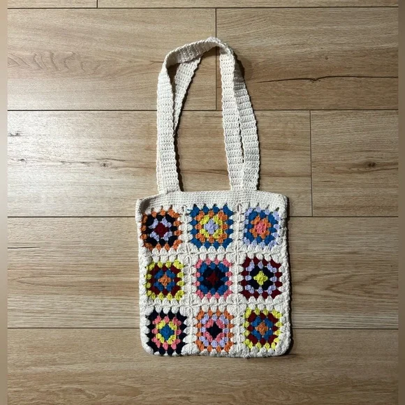 Multicolor Granny Square Crochet Mini Tote Bag - Picture 4 of 6